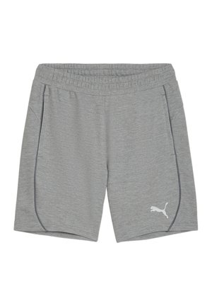 Shorts sportivi grigi realizzati in materiale morbido, con vita elastica, tasche laterali e un accento del logo bianco Puma.