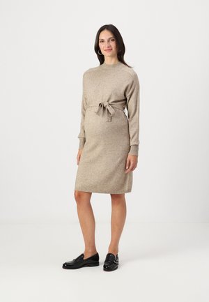 OLMLEVA BELT DRESS  - Gebreide jurk - beige