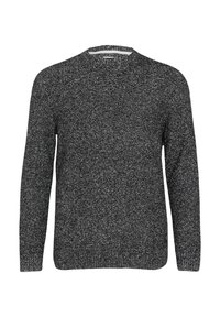 Lichtgewicht crewneck sweater in donkergrijs, voorzien van een gestructureerd breipatroon, lange mouwen en een rechte zoom met ribgebreide manchetten.