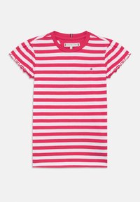Tommy Hilfiger - ESSENTIAL STRIPE RUFFLE - Camiseta estampada - jewel pink Imagen en miniatura 1