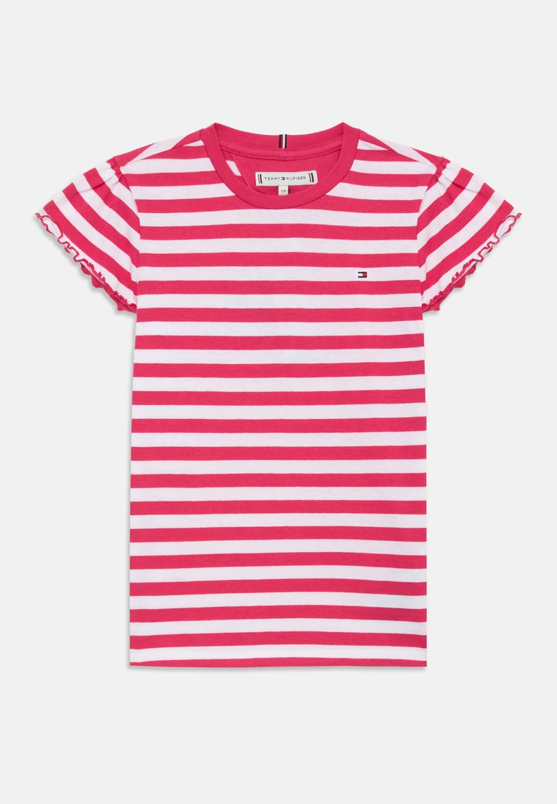 Tommy Hilfiger - ESSENTIAL STRIPE RUFFLE - Camiseta estampada - jewel pink, Ampliar
