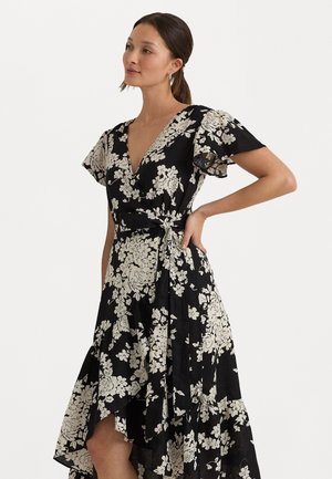 BELFORETTE SHORT SLEEVE DAY DRESS - Day dress - black/cream