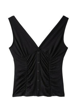 Stradivarius, FITTED GATHERED TOP - Blouse - black