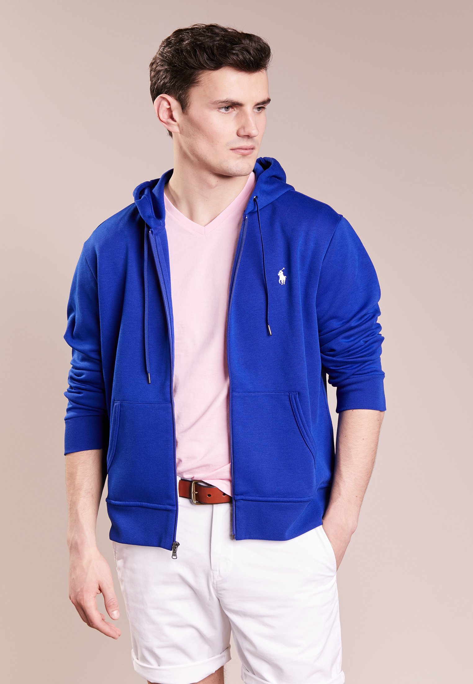 Polo Ralph Lauren DOUBLE-KNIT FULL-ZIP HOODIE - Sweat zippé - aviator navy/bleu  roi - ZALANDO.FR