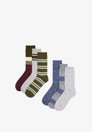 Ysabel Mora, PACK 6 CALCETINES ESTAMPADO RAYAS Y ELEMENTOS GEOMÉTRICOS - Calcetines - blue