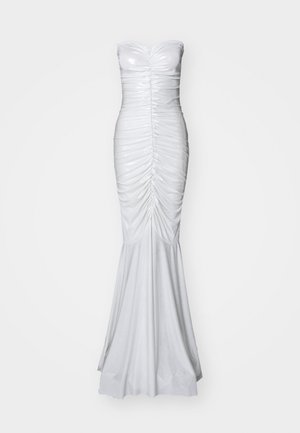 STRAPLESS SHIRRED FRONT FISHTAIL GOWN - Jersey dress - pearl