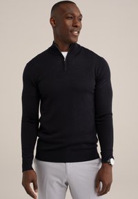 WE Fashion - HALF ZIP - Jumper - black Thumbnail Image 1