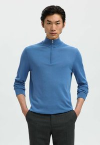 Selected Homme HALF-ZIP PULLOVER - Strikkegenser - true navy
