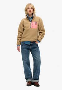 Superdry & Co VINTAGE RETRO HALF ZIP - Fleecetrøjer - classic tan brown