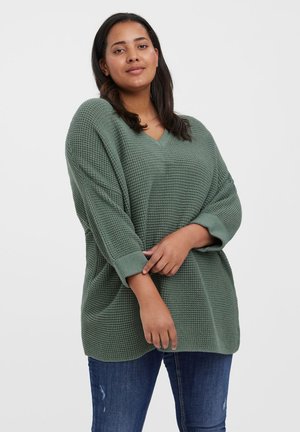 V-NECK LONG CUR - Jumper - laurel wreath