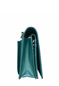 Tegels leren handtas met een gestructureerd ontwerp, voorzien van een gladde textuur, een bovenhandvat en een gouden hardware-accent.