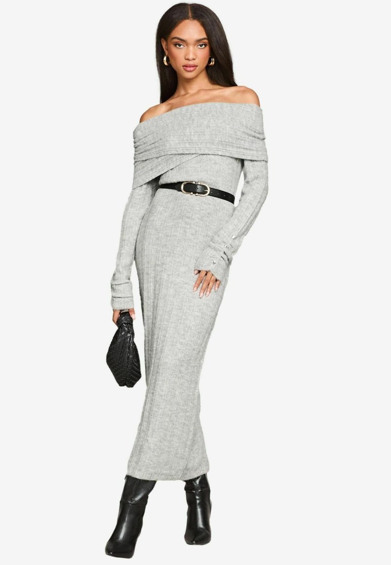 Lipsy REGULAR FIT FOLDOVER BARDOT  - Egyenes szabású ruha - grey