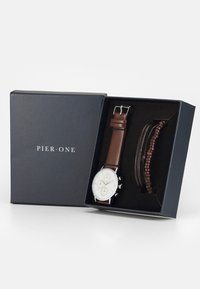 Pier One SET - Montre - cognac/silver-coloured