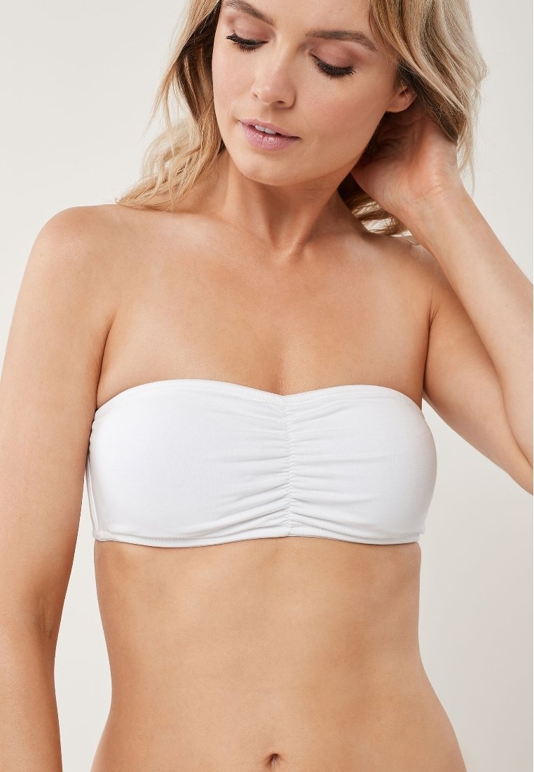 CHUANGOU Sujetador Bandeau Sin Tirantes De Encaje Floral Para Mujer (Blanco Y Negro), Talla única