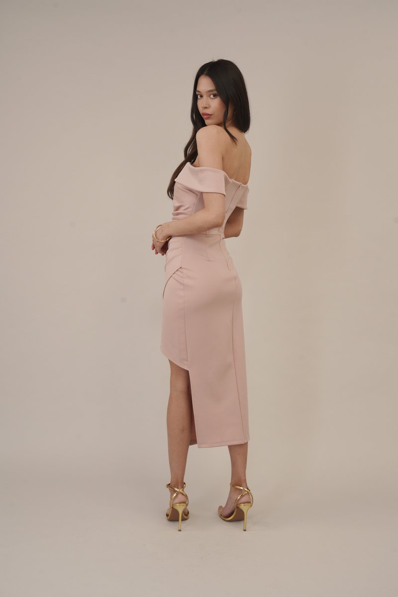 WAL G TALL WEDDING VINCENZO ROUCHED MIDI Robe de soirée blush