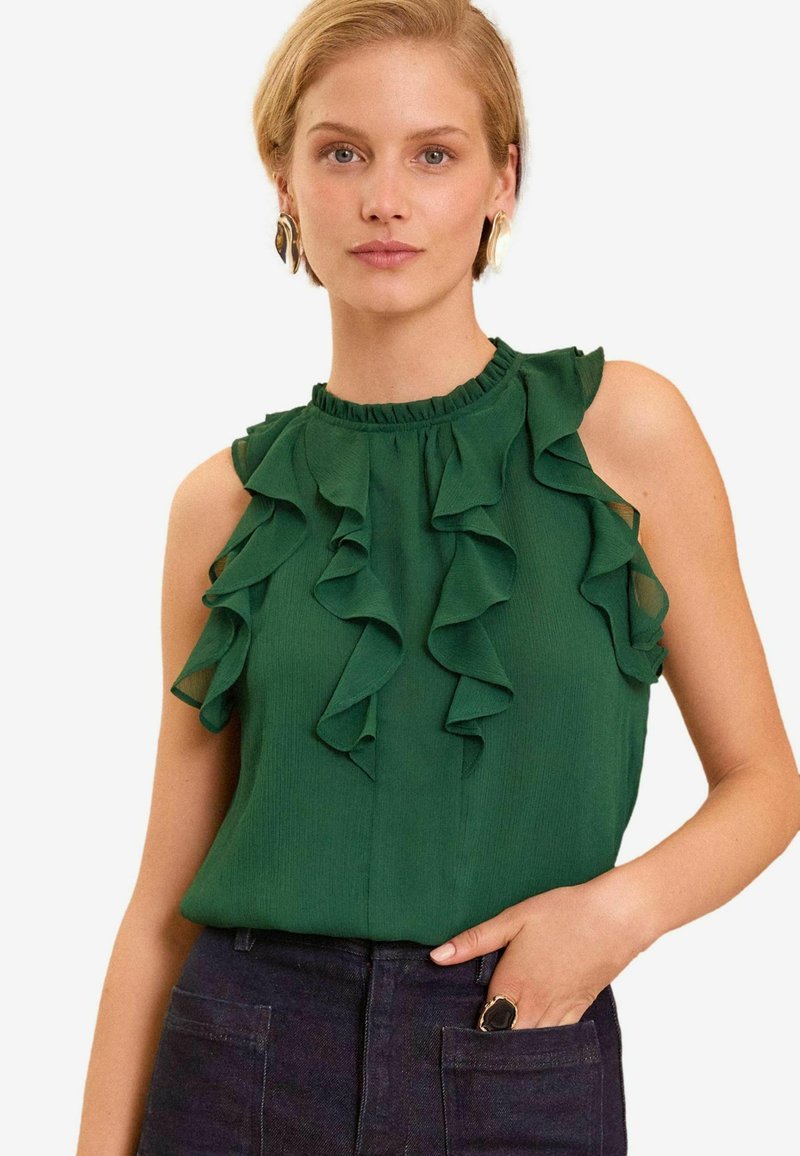 Love & Roses SLEEVELESS RUFFLE DETAIL REGULAR FIT - Blūze - green