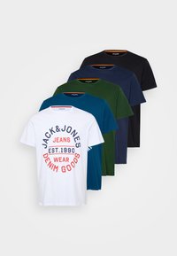 JJMIKK TEE CREW NECK 5 PACK - Marškinėliai su spaudiniu - navy/black/sailor blue/white/mountain