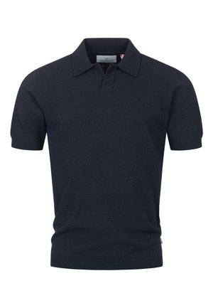 Navy blue lyhythihainen polo-paita, joka on valmistettu pehmeästä neuloksesta. Ominaisuuksiin kuuluu klassinen kaulus ja ribbaatut hihansuut. Minimalistinen muotoilu, ei kuvioita.