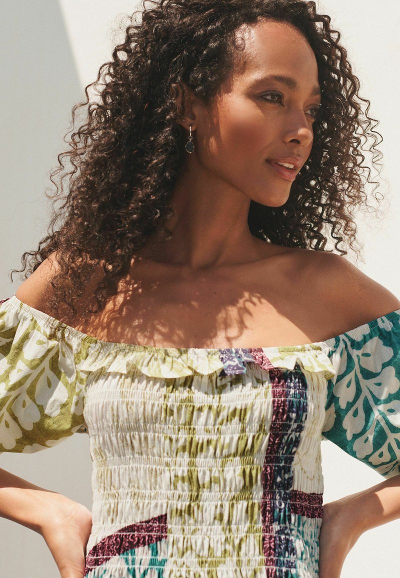 Next PUFF SLEEVE Robe longue lime green floral placement print/vert