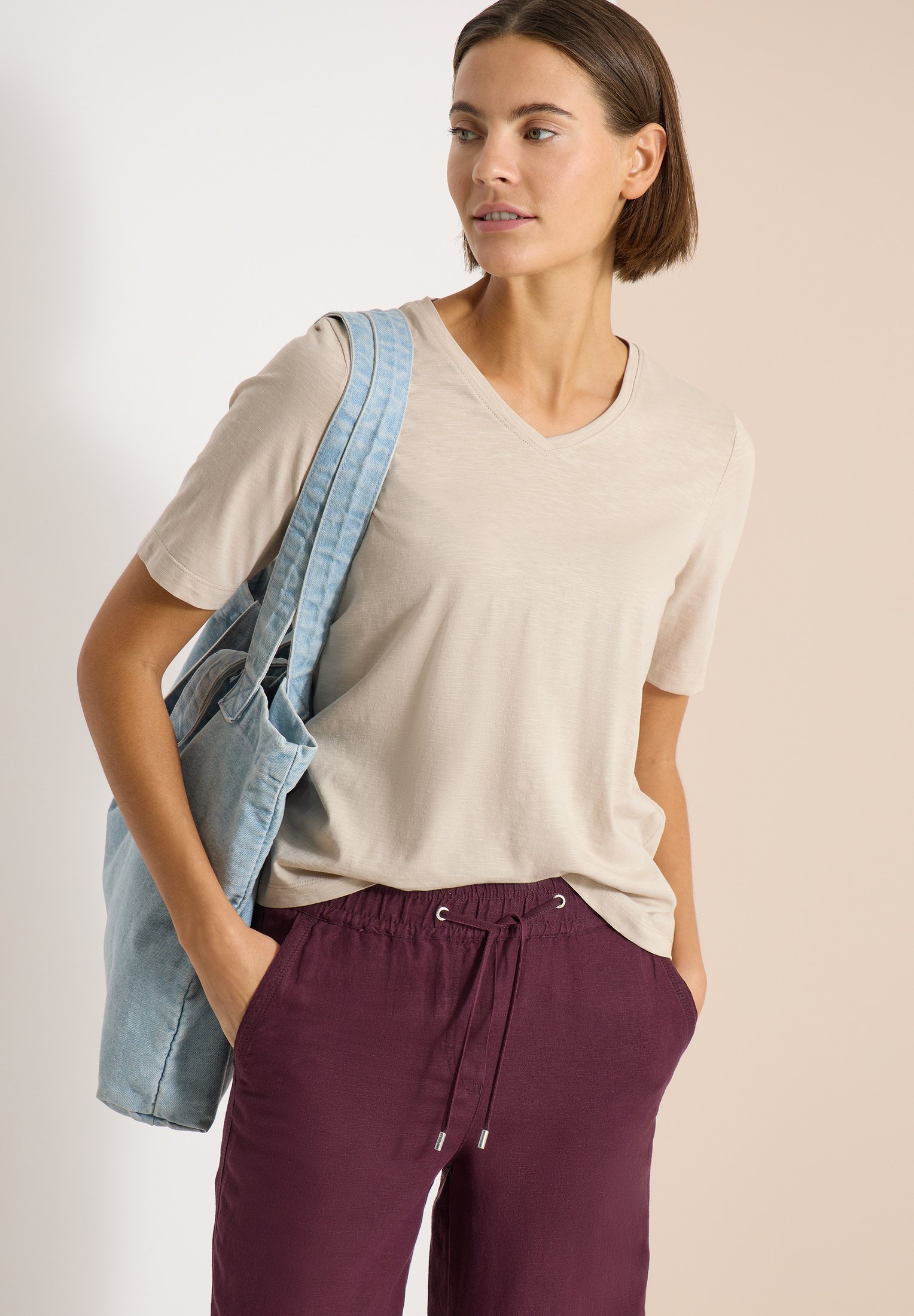 Cecil Maglietta Basic Con Glitter Donna | Girocollo Maniche Corte | Morbida Viscosa Con Fili Luminosi - 4