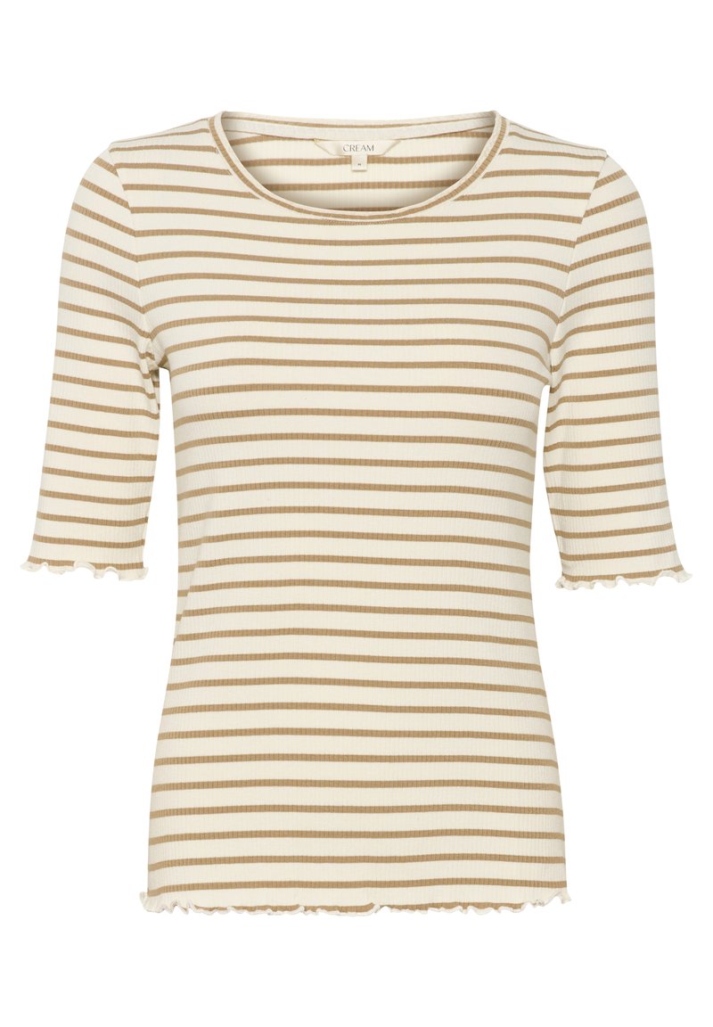 Cream T-shirt print wit Cream T-shirt print wit