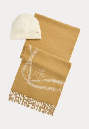 Lauren Ralph Lauren, BELTING-MOTIF SCARF & BEANIE GIFT SET - Écharpe - camel