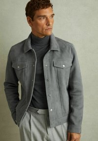 Reiss REGULAR FIT-EDEN TRUCKER - Lederjacke - grey