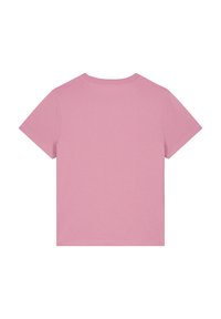 Korte mouwen t-shirt in lichtroze, gemaakt van zachte katoen, met een klassiek ronde hals en een gladde, egale textuur. Achteraanzicht weergegeven.