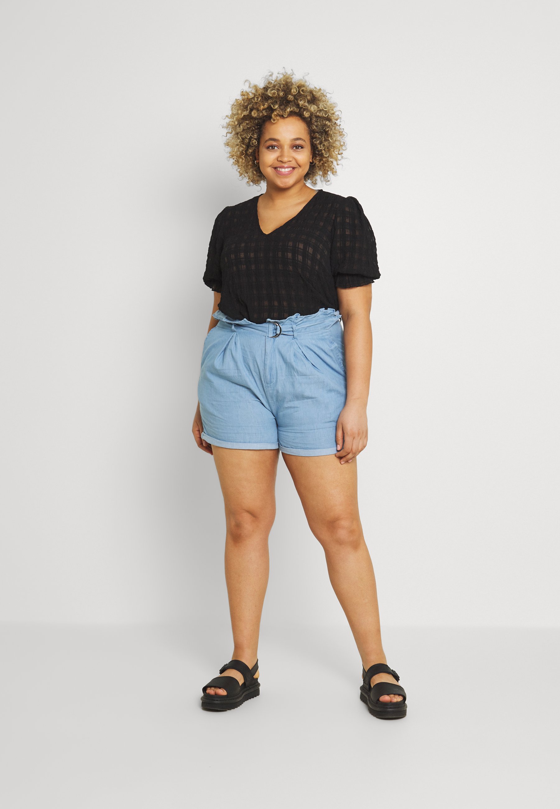 paper bag shorts denim plus size