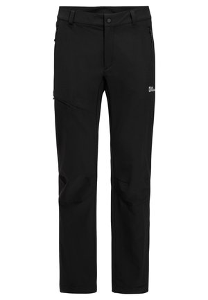 Schwarze Outdoor-Hosen aus strapazierfähigem, dehnbarem Material. Mit einer Reißverschlusstasche und einem dezenten Logodetail an der Seite.