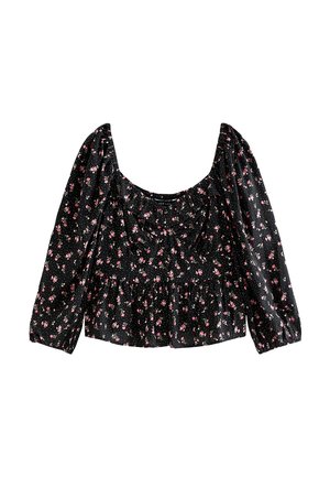 New Look, DITSY FLORAL CROPPED SLEEVE MILKMAID TOP - Blusa - black pattern