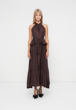 SERENA HALTER PEPLUM MIDI - Juhlamekko - chocolate