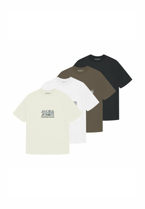 4ER PACK  - T-Shirt print - weiß schwarz beige dunkelgrün