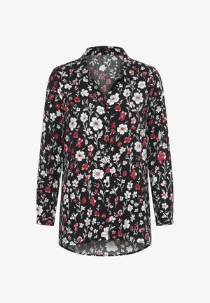 MIAMODA, LONG-SLEEVE FLORAL PRINT BLOUSE - Chemisier - dark red