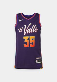 Maillot de basket violet avec le texte "El Valle", numéro 35 en dégradé orange, logo Nike et étiquette Phoenix Suns en bas.