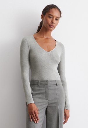 Marc O'Polo, V-NECK SLIM  - Jumper - soft stone melange