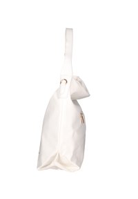 Borsa a spalla sintetica bianca con una sola tracolla, caratterizzata da una cerniera dorata e un corpo morbido e testurizzato per un design casual.