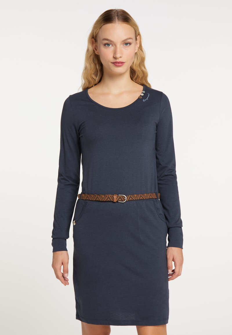 Abito Montana Organic Di Ragwear – Vestito Lungo Casual, 100% Vegano, Con Cintura E Tasche, Colore Navy