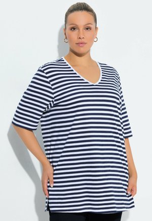 STRIPED V-NECKTEE - T-shirt print - marine