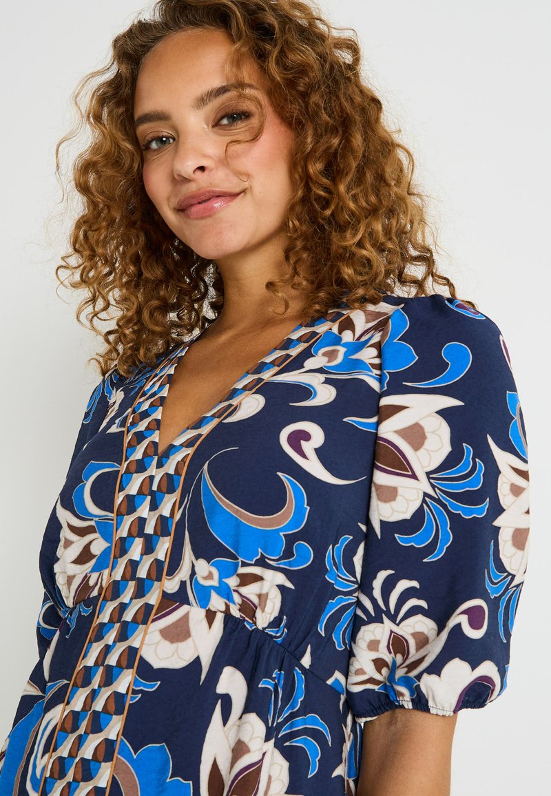 Chemise V De V Imprimée Voile Coton - Taille 38/40 - Marron/beige/jaune/bleu - Occasion Très Bon état