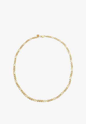 Collier délicat en chaîne d'or avec des maillons alternés allongés et arrondis, fermé par un fermoir mousqueton.