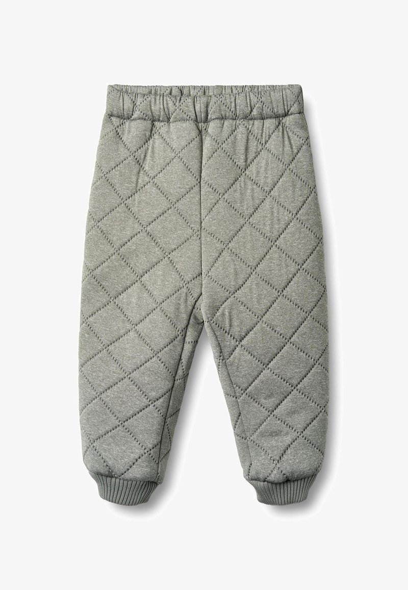 Hallid tikitud püksid teemantmustriga, kummiga vöökohaga ja soonikkoes mansettidega. Pehme kangatekstuur suurendab mugavust ja soojust.