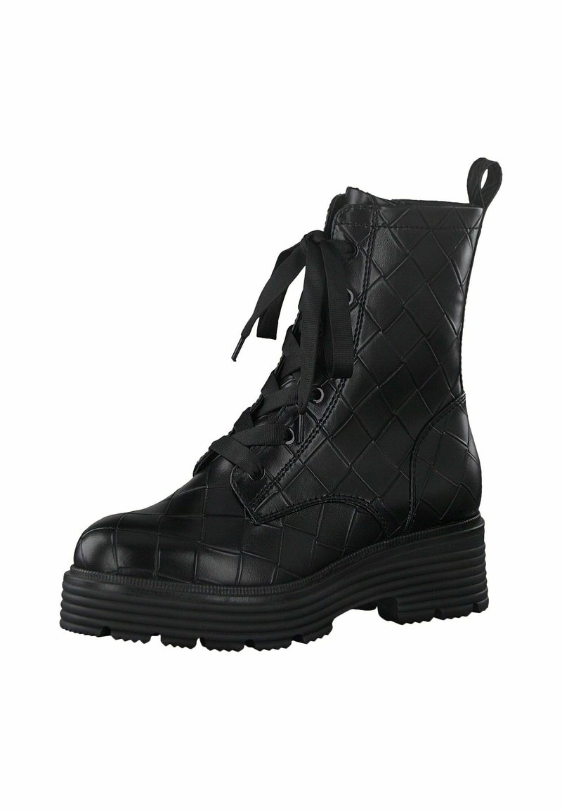 Damen Ankle Boots | Tamaris Plateaustiefelette black struct/anthrazit - IH94073 Damen Ankle Boots | Tamaris Plateaustiefelette black struct/anthrazit - IH94073