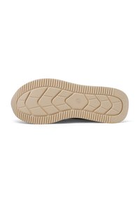 Suola in gomma di un beige chiaro con motivi testurizzati per una maggiore aderenza, caratterizzata da un design a zigzag e da rilievi tridimensionali per una migliore trazione.