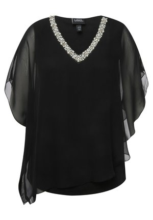 Ulla Popken DOPPELLAGIG V-AUSSCHNITT HALBARM - Pusero - black