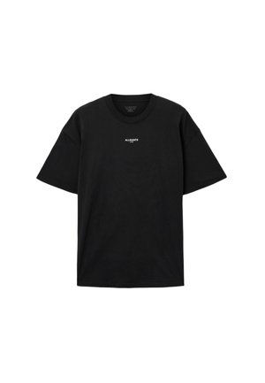 Czarny bawełniany T-shirt z okrągłym dekoltem, krótkimi rękawami i małym białym logo „ALLSAINTS” na piersi.