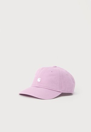 Light purple baseball cap with small white logo on front, displayed on a plain light grey background.