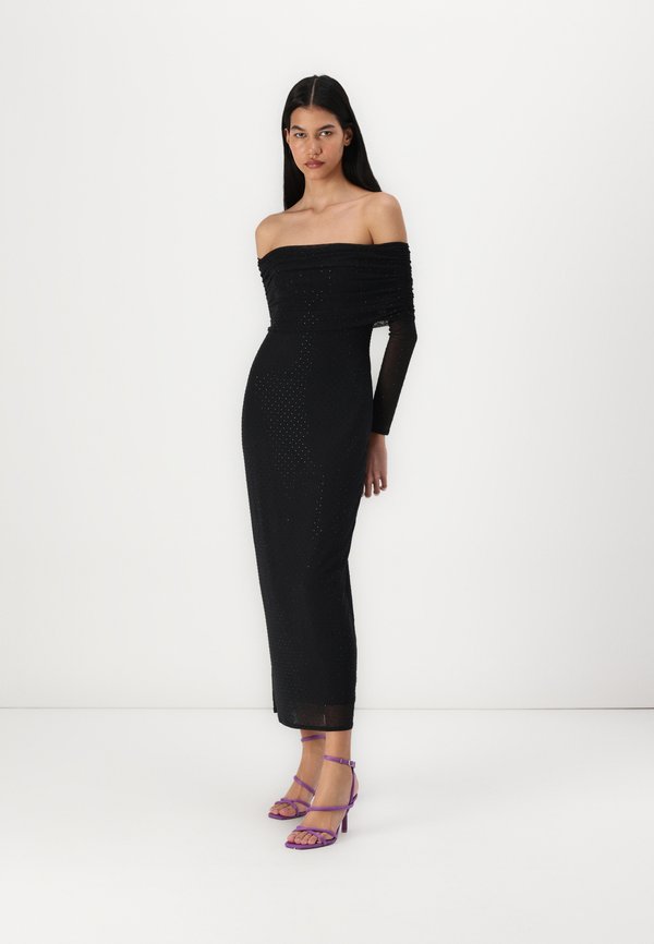 Off-The-Shoulder Rhinestone Maxi Dress - Occasion wear2