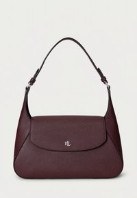 Bordó táska sima textúrával, ívelt felső borítással és állítható pánttal. Elöl diszkrét logóval.