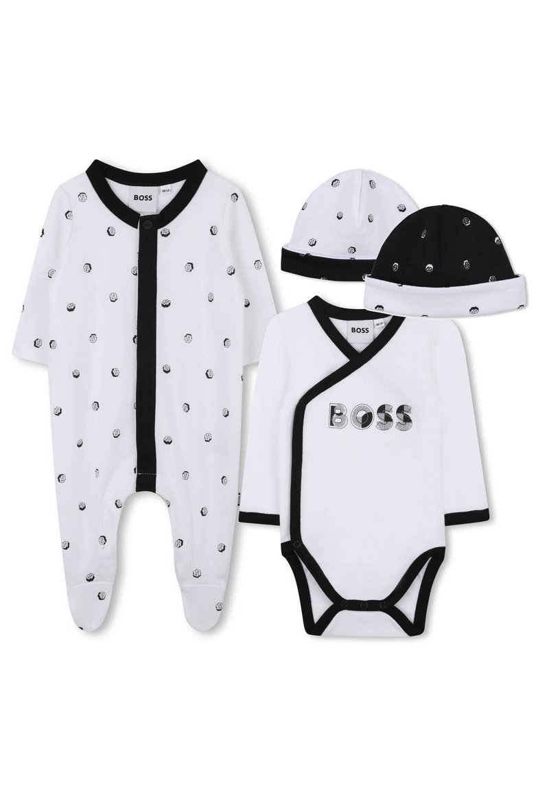 BOSS Kidswear SET GIFT BOX - Pletena kapa - white